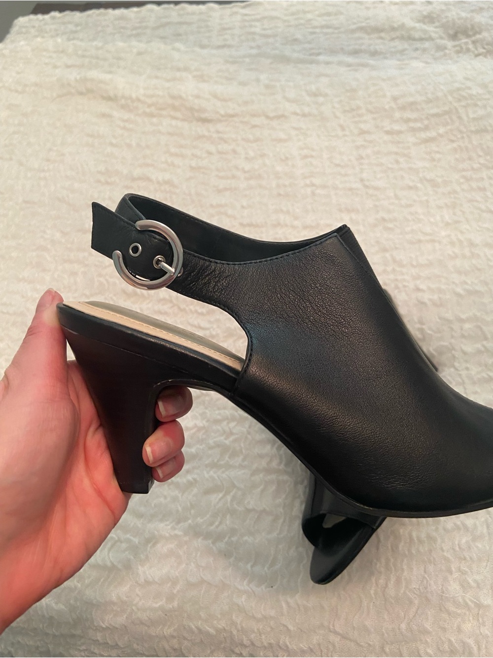 ALFANI BLACK PEEP TOE HEELED MULE SIZE 9 - Picture 2 of 9
